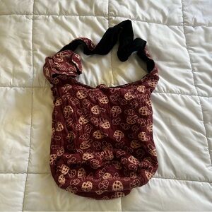 Stylish Burgundy Patterned Bag/ crossbody mushroom bag